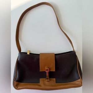 Vintage TOOT Spain Two-Tone Leather Baguette Bag